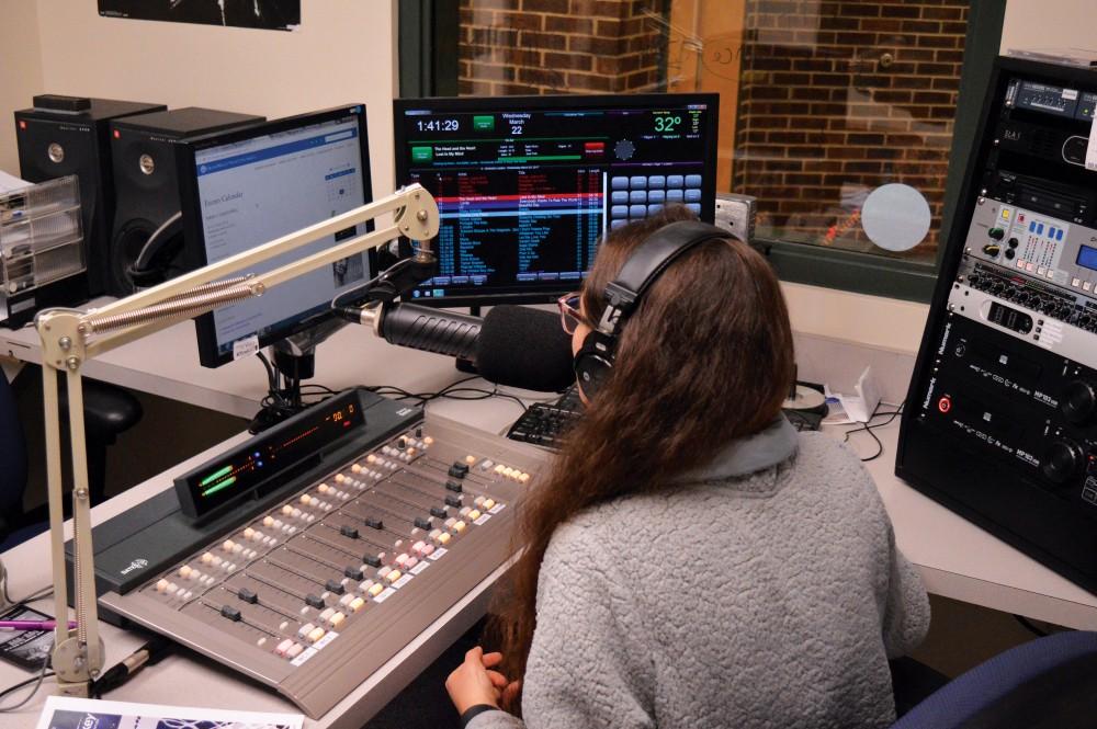 GVL/Hannah Zajac- Jeana Gondek, senior and host of JGatGV on Whale Radio, is pictured during her show on Wednesday, Mar. 22, 2017.