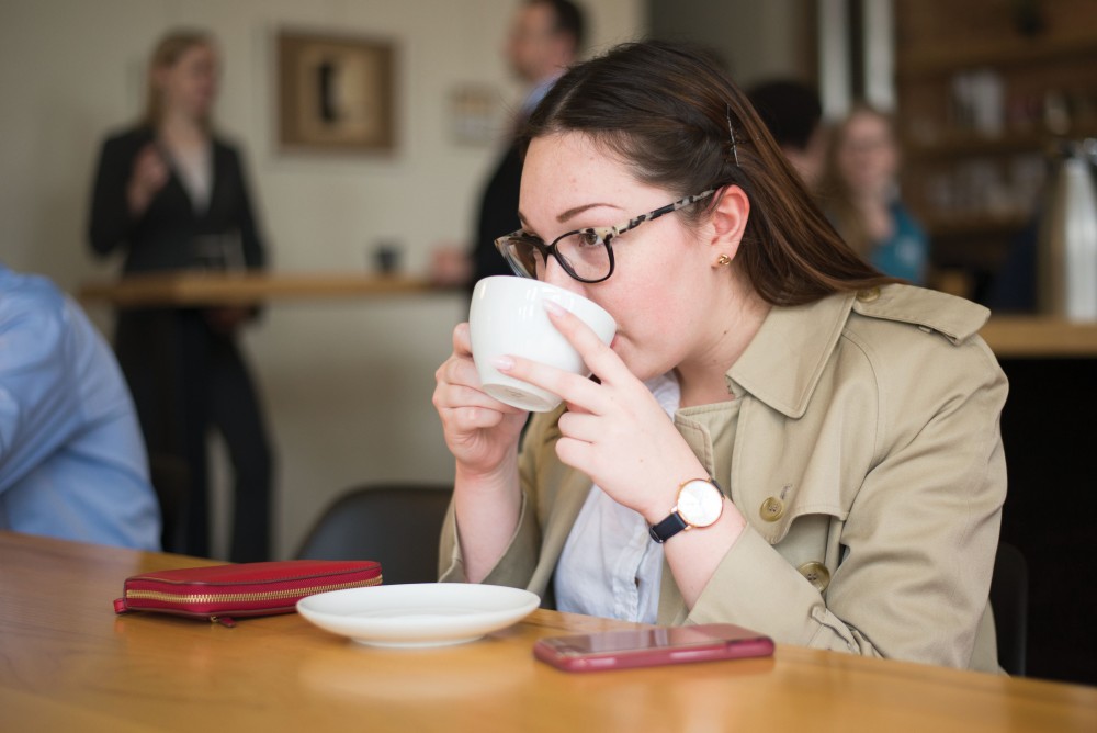 GVL / Luke Holmes - Rachel Barnes goes out for coffee at Madcap Coffee.