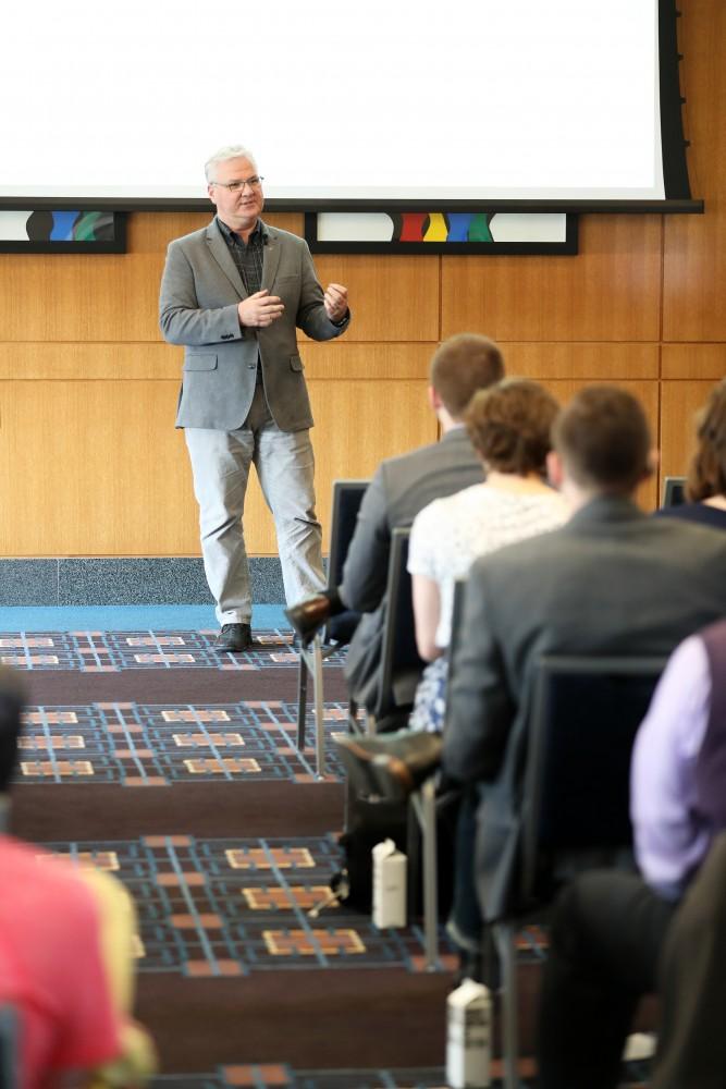 GVL/Kevin Sielaff - Nate Young, the senior vice president of global innovation at Newell Rubbermaid, speaks on Monday, Mar. 20, 2017, inside the L. William Seidman Center.