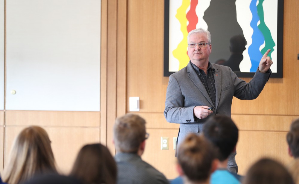 GVL/Kevin Sielaff - Nate Young, the senior vice president of global innovation at Newell Rubbermaid, speaks on Monday, Mar. 20, 2017, inside the L. William Seidman Center.