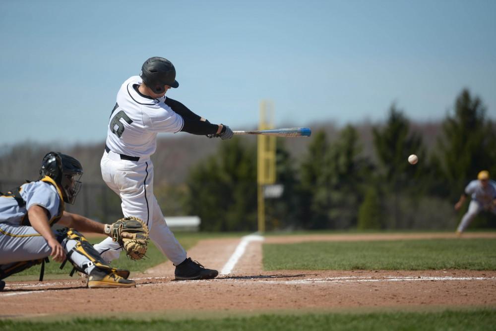 GVL / Luke Holmes - GVSU Men’s Baseball played a double-header against Tiffin University on Saturday, April 1, 2016.