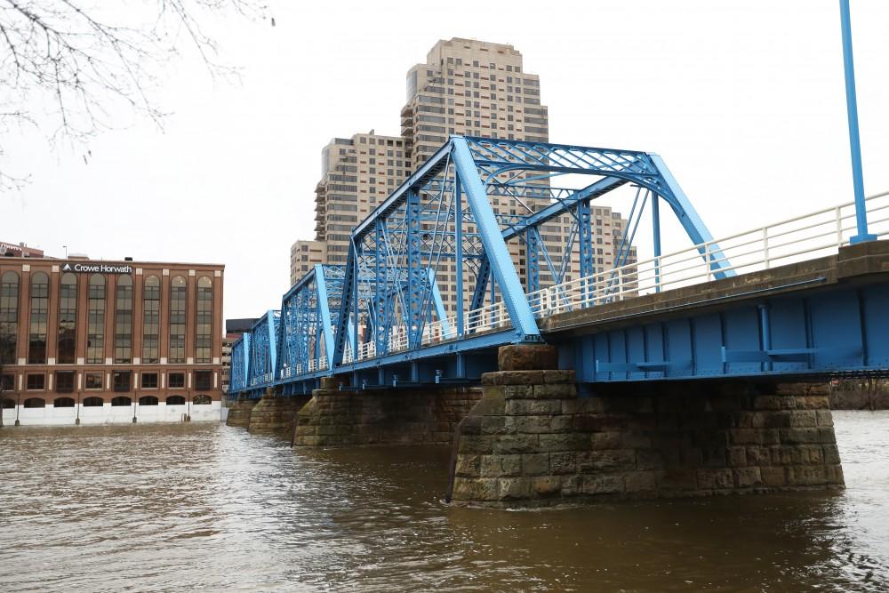 GVL/Kevin Sielaff - The blue bridge in downtown Grand Rapids, as pictured on Wednesday, April 5, 2017.