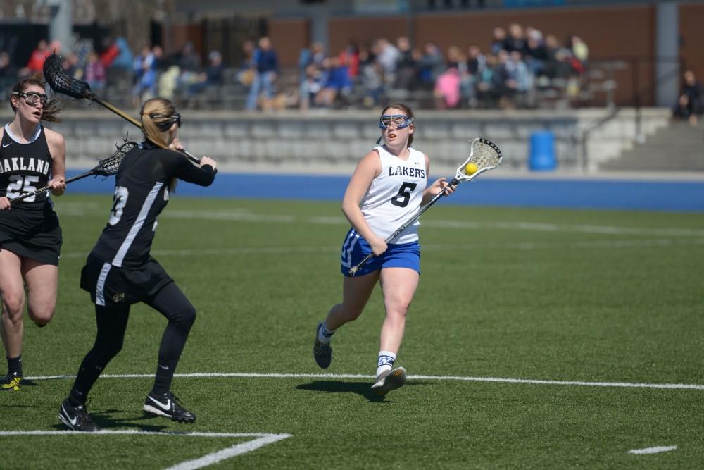 GVL / Luke Holmes - Women’s Lacrosse played against Oakland University on Saturday, April 1, 2016.