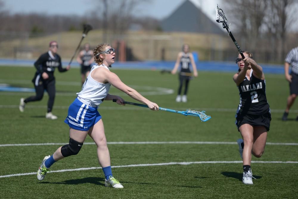 GVL / Luke Holmes - Women’s Lacrosse played against Oakland University on Saturday, April 1, 2016.