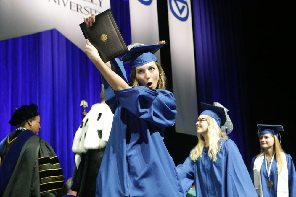 GVL / Emily Frye
Ali Gillman celebrates receiving her diploma on Saturday April 29, 2017.