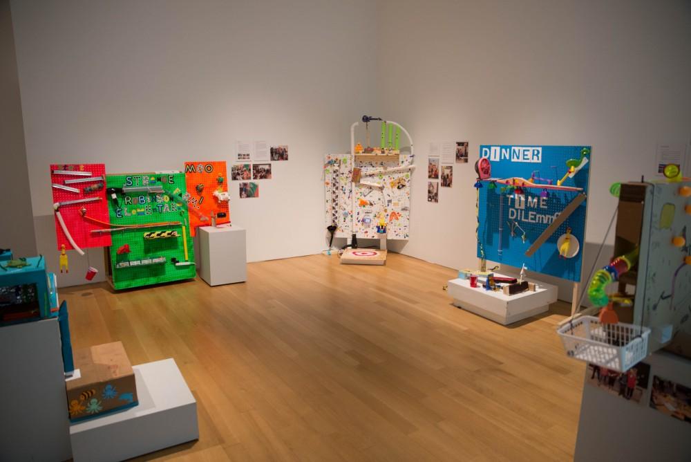 GVL / Luke Holmes - The Rube Goldberg exhibit is now on display in the Grand Rapids Art Museum Wendesday, May 24, 2017.