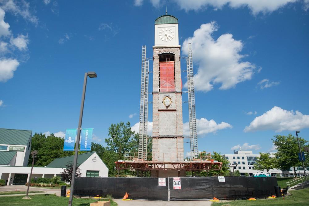 GVL / Luke Holmes - The clock tower is currently under construction Monday,  June 5, 2017.