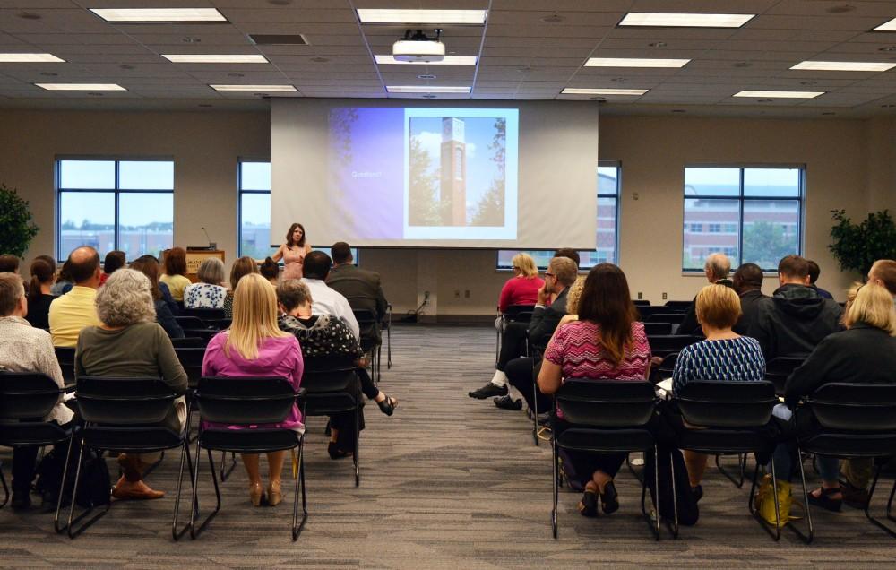 GVL/ Hannah Zajac. Maria Cimitle speaks at Town Hall meeting in Kirkoff on Monday September 18, 2017.