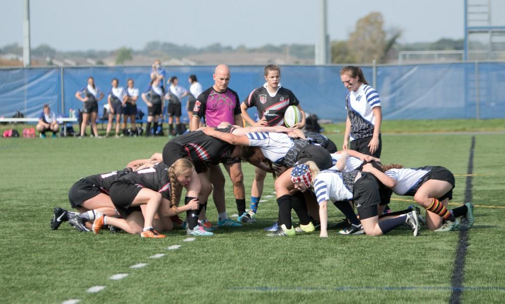 GVL/ Hannah Zajac 
Grand Valley State University Women's Rugby vs. Saginaw Valley State Univeristy on Saturday September 16, 2017. 