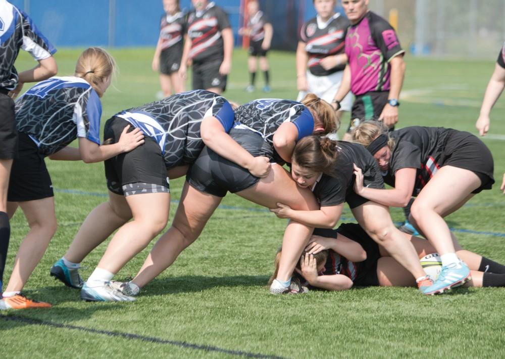 GVL/ Hannah Zajac 
Grand Valley State University Women's Rugby vs. Saginaw Valley State Univeristy on Saturday September 16, 2017. 