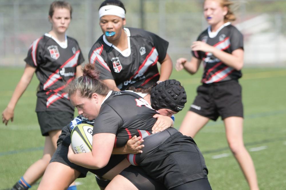 GVL/ Hannah Zajac 
Grand Valley State University Women's Rugby vs. Saginaw Valley State Univeristy on Saturday September 16, 2017. 