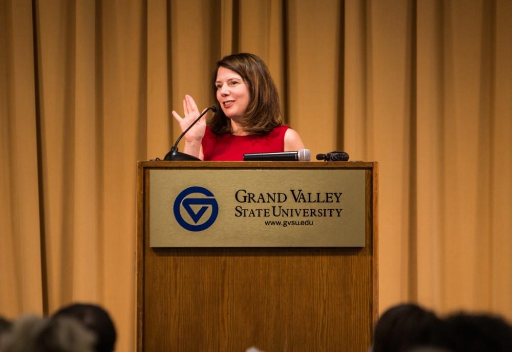 GVL / Spencer Scarber Grand Valley Provost and Executive Vice President for Academic and Student Affairs Maria Cimitile addrressed attendants of the Womens Comission Fall Welcome Luncheon  Tuesday. September, 19 2017