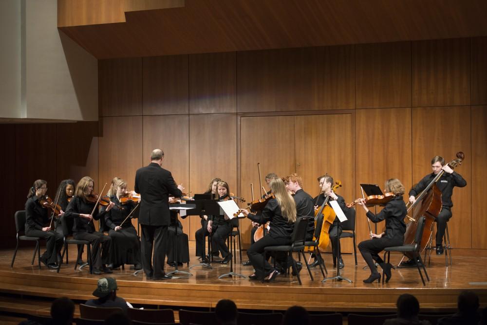 GVL / Luke Holmes - The chamber orchestra begins their performance. The Chamber Music Concert took place in the Cook-DeWitt Center Tuesday, Mar. 22, 2016.