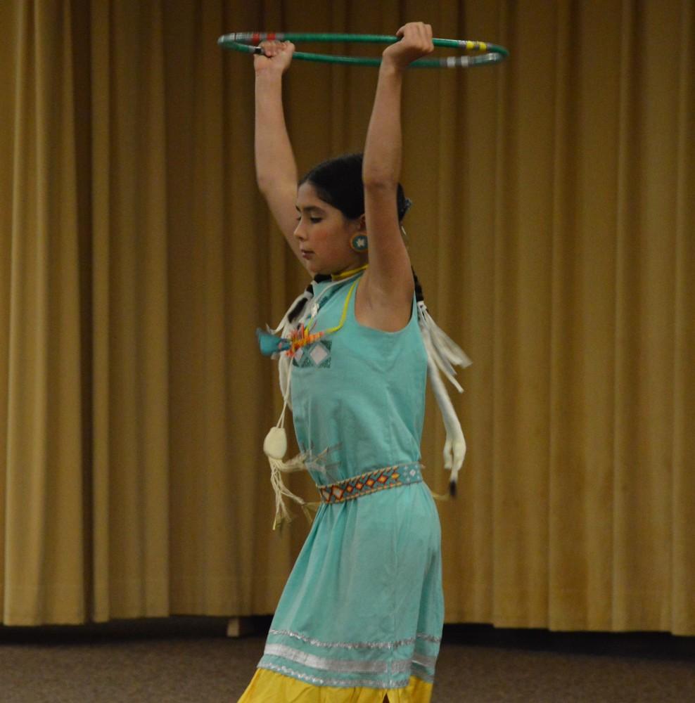 GVL/Hannah Zajac-- Special hoop dancing performance for Indigenous People's Day at Grand Valley State University on 9 Oct 2017. 