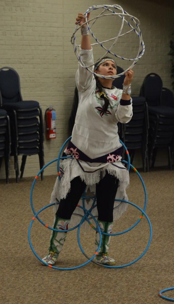 GVL/Hannah Zajac-- Special hoop dancing performance for Indigenous People's Day at Grand Valley State University on 9 Oct 2017. 