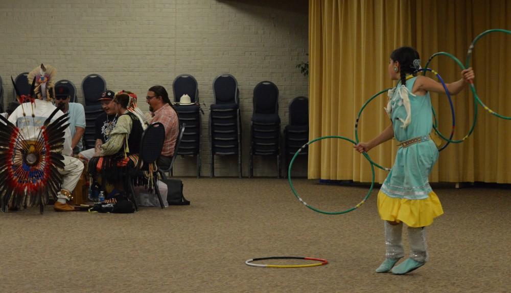 GVL/Hannah Zajac-- Special hoop dancing performance for Indigenous People's Day at Grand Valley State University on 9 Oct 2017. 