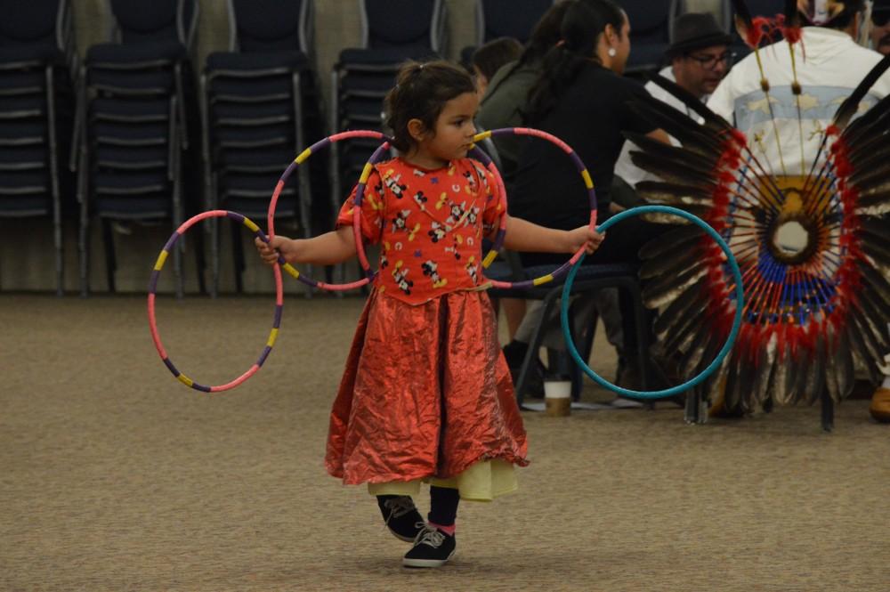 GVL/Hannah Zajac-- Special hoop dancing performance for Indigenous People's Day at Grand Valley State University on 9 Oct 2017. 