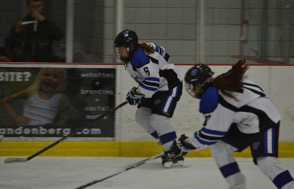 GVL/Hannah Zajac-- Katie Gialloreti skates down the ice to score against MSU at Georgetown Arena on Saturday 14 Oct 2017.