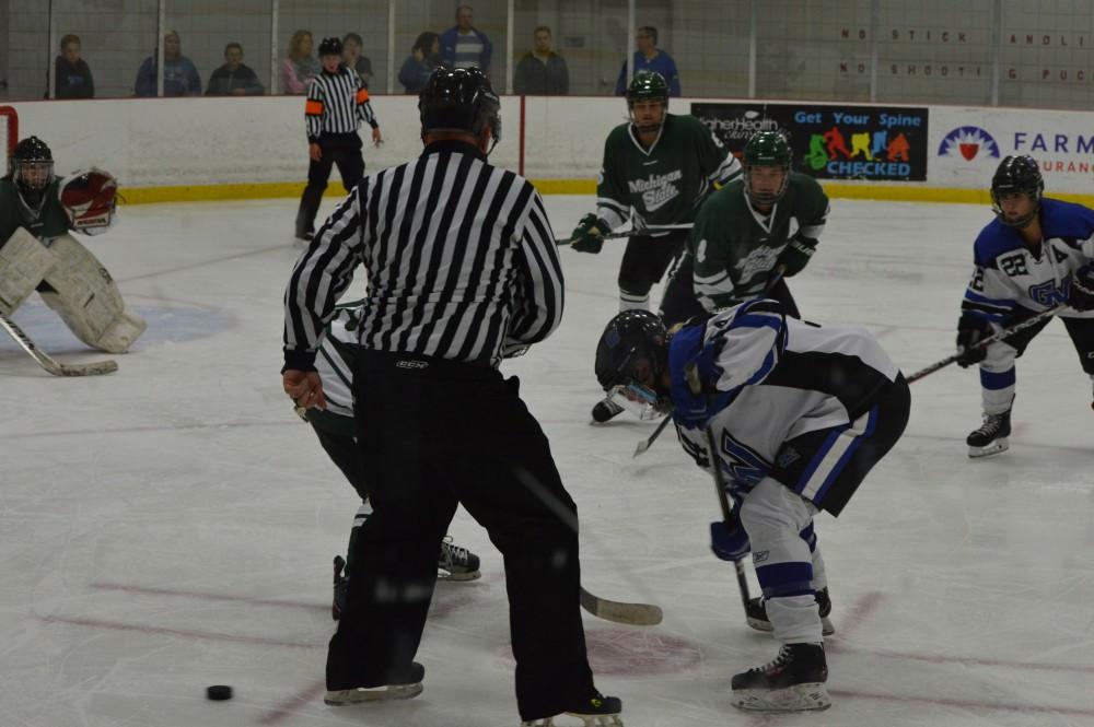 GVL/Hannah Zajac-- Grand Valley State University plays against Michigan State University at Georgetown Ice Center on Saturday 15 Oct 2017.