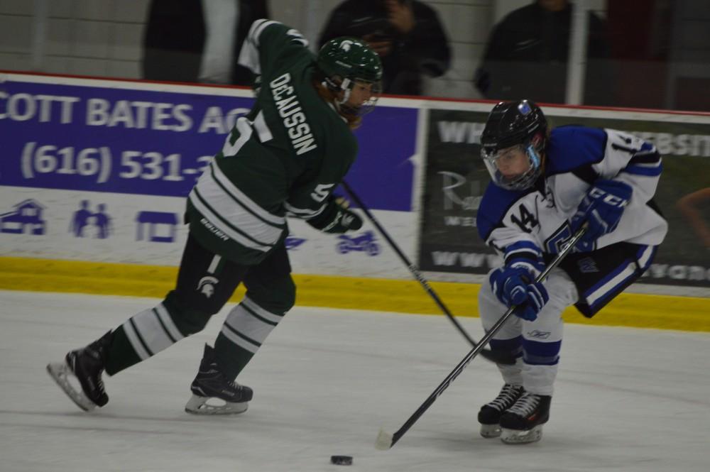 GVL/Hannah Zajac-- Grand Valley State University plays against Michigan State University at Georgetown Ice Center on Saturday 14 Oct 2017.