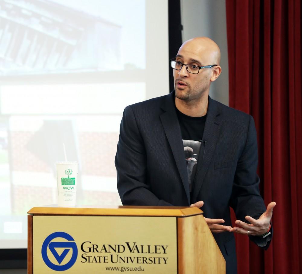 GVL/Kevin Sielaff - Professor Louis Moore speaks during the Democracy: 101 event on Wednesday, Feb. 22, 2017. 