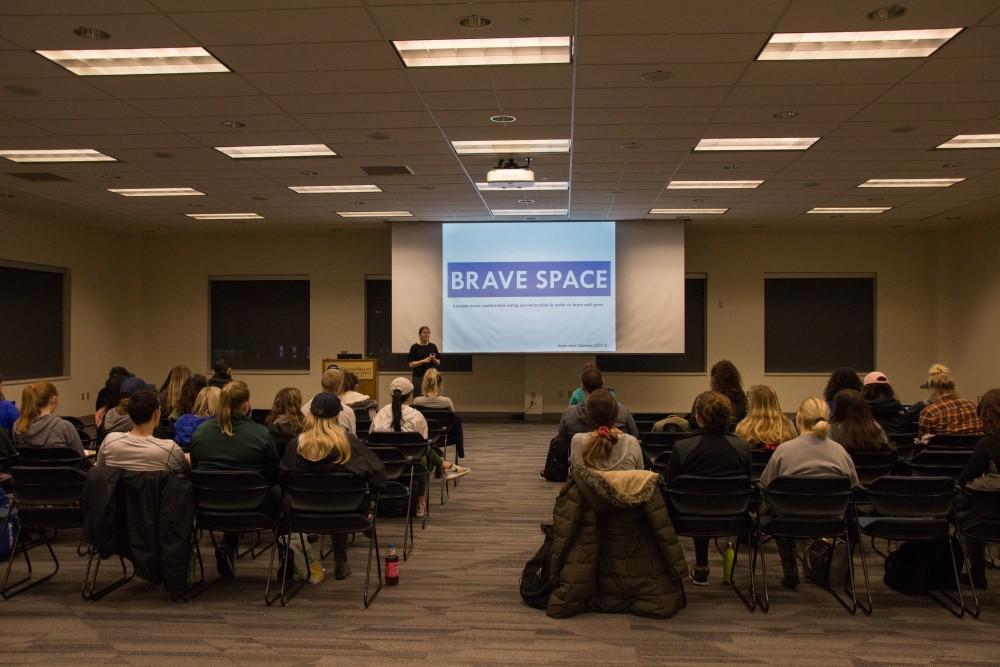 GVL / Dylan McIntyre. Tuesday, February 20, 2018. Domestic Violence and Stalking lecture hosted by Safe Haven Ministries and Campus For Consent.