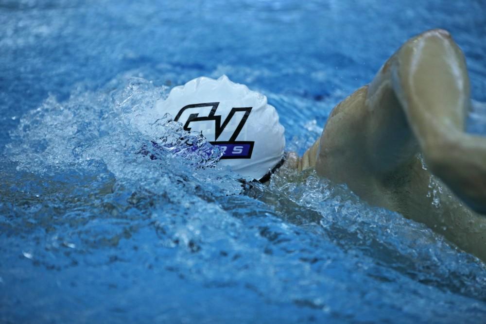 GVL / Emily FryeGVSU Mens and Womens Swim and Dive team compete on the final day of competition during the GLIAC Championships on Saturday February 17, 2018.