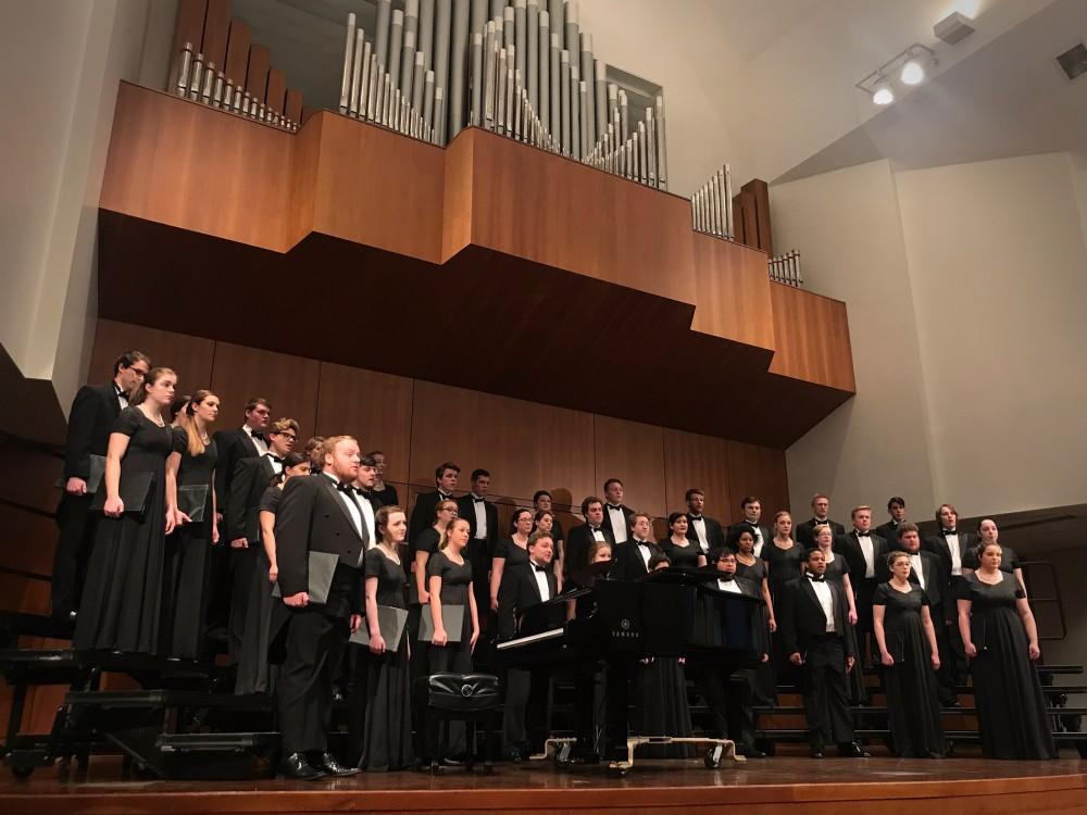 GVL / Sheila Babbitt
The University Arts Chorale and Cantate Chamber Ensemble perform under the direction of Professor Ellen Pool on April 16th, 2018. 