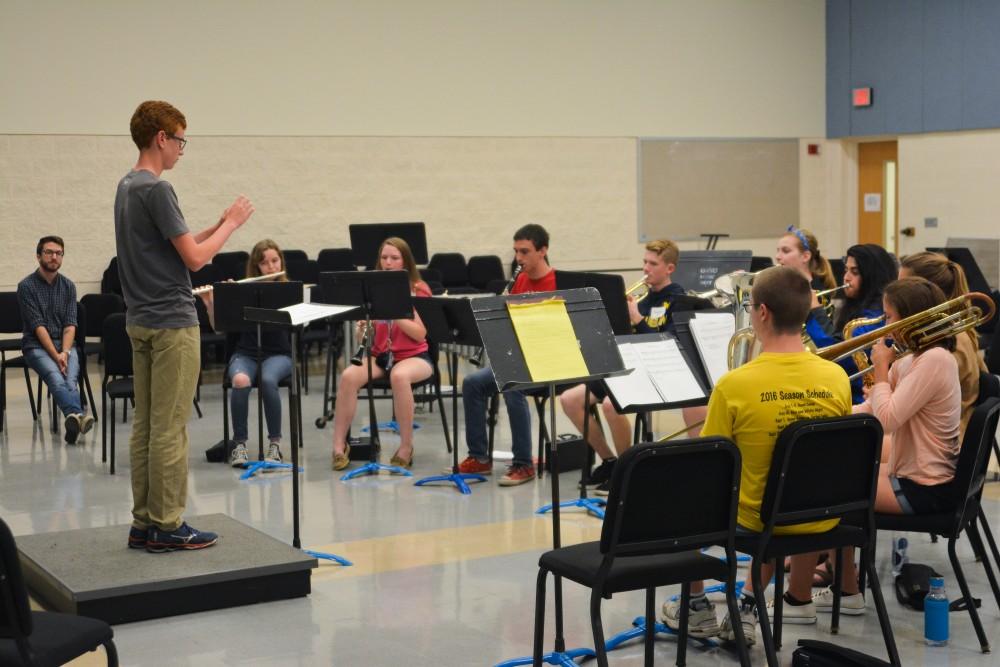 <p>A high school student conducts his fellow campers at GVSU's Servant Leadership in Music camp on June 20. </p>
<p>Courtesy / Caitlin Cusack</p>