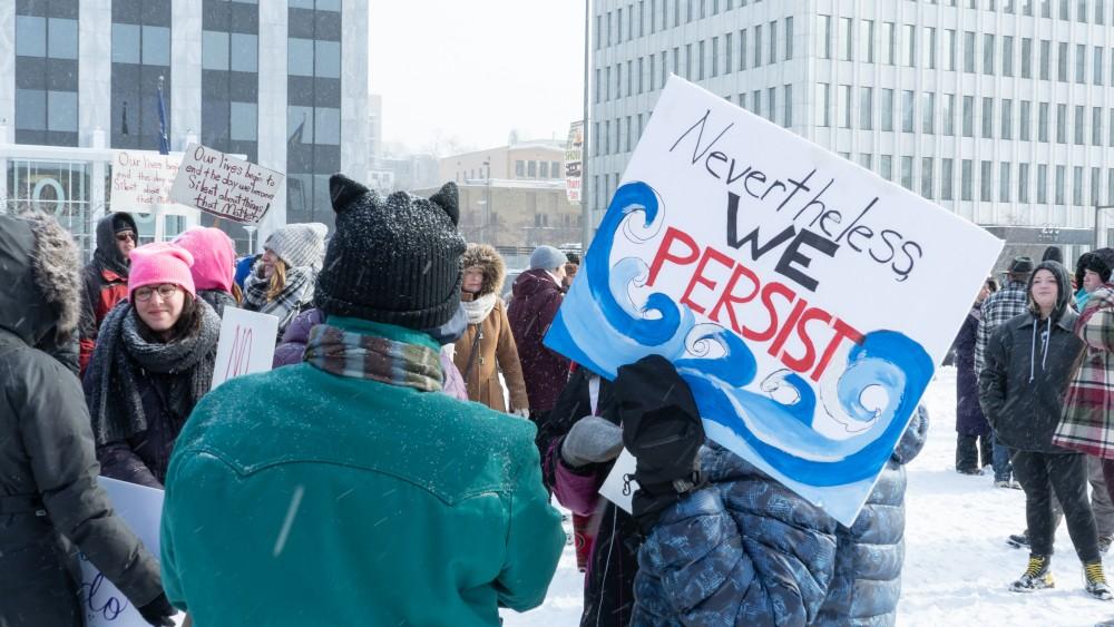 GR Citizens. Womens March. 1/19/19 at 1 P.M. Downtown Grand Rapids. Protesting for rights. GVL / Ben Hunt