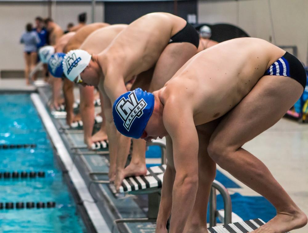 <p>Grand Valley State Swim and Dive team compete against teammates at October 7, 2017 swimmeet.  GVL/ Archive</p>