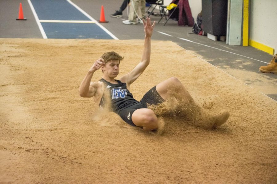 SLIDING INTO THE PIT: The GVSU Track and Field team competed in their first meet of the semester and second of the year Friday, Jan. 10. The Lakers host their next meet Jan. 17. GVL / Micah Hill