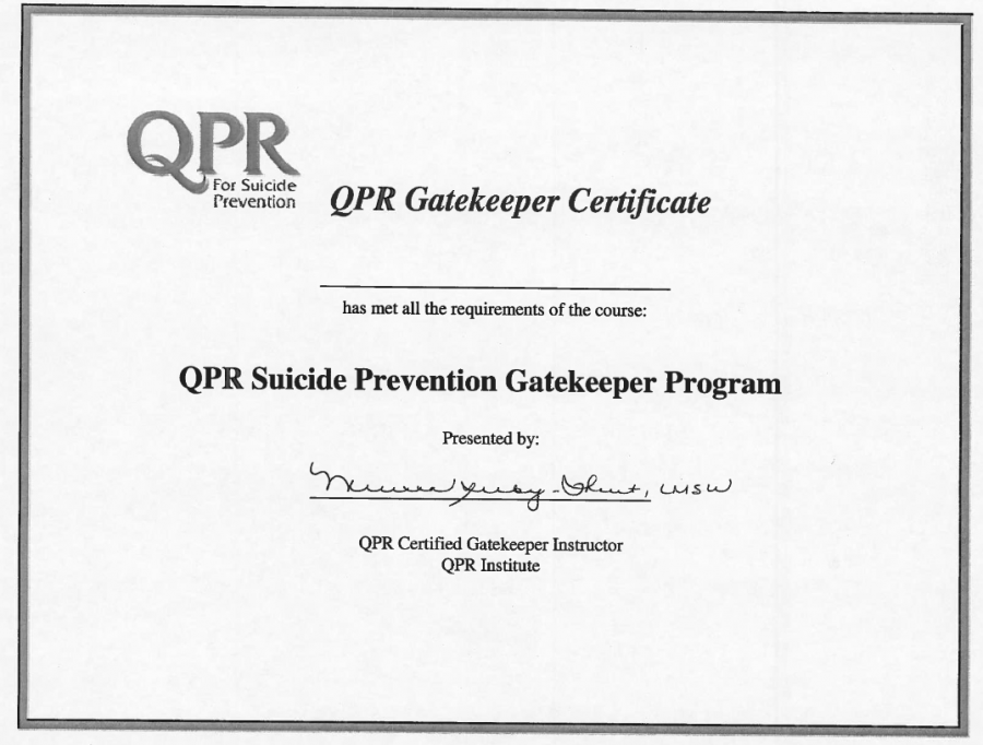 Those who attend and complete sessions are certified as QPR gatekeepers. (GVL / Katherine Arnold).