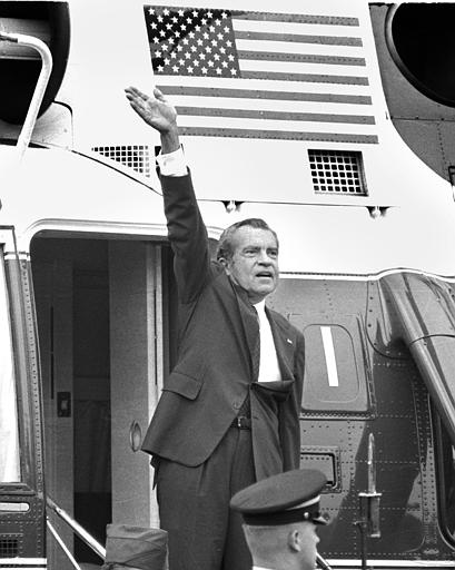 Nixon leaving the White House for the last time on Aug. 9, 1974. (Photo courtesy Chick Harrity/Associated Press)